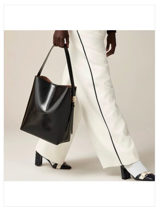 J. Crew Handbags - J. Crew EDIE BUCKET BAG Black Leather Tote